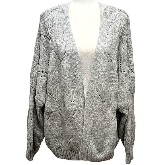 SO Elegant Wmn Open Front Gray Fox Heather Crop Cardigan Sweater Size 2X (NWT) - Picture 1 of 10
